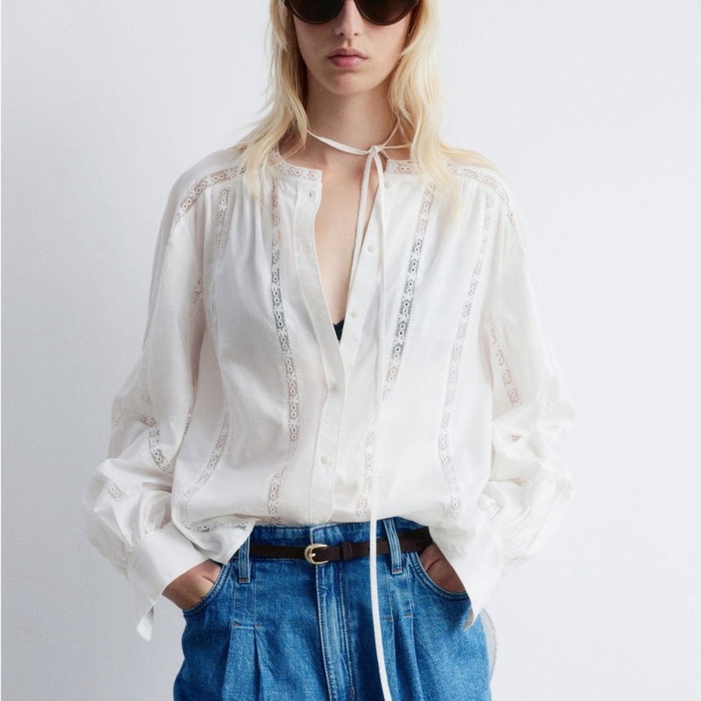 NWOT | & Other Stories | Voluminous Lace-Trimmed Blouse | Size: XS